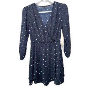 1. State navy polka dot tiered faux wrap dress XS